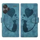 For Xiaomi Redmi Note 13 Pro+ Pen Heart Cat Embossed Leather Phone Case(Blue) - 1