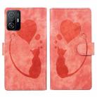 For Xiaomi 11T / 11T Pro Pen Heart Cat Embossed Leather Phone Case(Orange) - 1