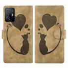 For Xiaomi 11T / 11T Pro Pen Heart Cat Embossed Leather Phone Case(Apricot) - 1