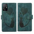 For Xiaomi 11T / 11T Pro Pen Heart Cat Embossed Leather Phone Case(Green) - 1