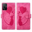 For Xiaomi 11T / 11T Pro Pen Heart Cat Embossed Leather Phone Case(Pink) - 1