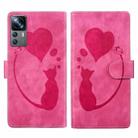 For Xiaomi 12T / 12T Pro Pen Heart Cat Embossed Leather Phone Case(Pink) - 1