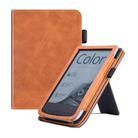For Pocketbook PB616 Calfskin Leather Smart Tablet Case(Brown) - 1