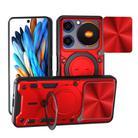 For ZTE nubia Music CD Texture Sliding Camshield Magnetic Holder Phone Case(Red) - 1
