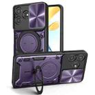 For ZTE Axon 50 Lite 4G CD Texture Sliding Camshield Magnetic Holder Phone Case(Purple) - 1