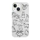 For iPhone 15 Plus Cartoon Film Craft Hard PC Phone Case(Sketch Rabbit) - 1