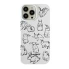 For iPhone 15 Pro Cartoon Film Craft Hard PC Phone Case(Sketch Rabbit) - 1