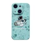 For iPhone 15 Plus Liquid Silicone Straight Side Phone Case(Green Astronaut) - 1