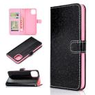 For iPhone 12 Pro Max Glitter Powder Horizontal Flip Leather Case with Card Slots & Holder & Photo Frame & Wallet & Lanyard(Black) - 1