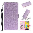 For Samsung Galaxy A21s Glitter Powder Horizontal Flip Leather Case with Card Slots & Holder & Photo Frame & Wallet & Lanyard(Purple) - 1