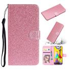 For Samsung Galaxy A21s Glitter Powder Horizontal Flip Leather Case with Card Slots & Holder & Photo Frame & Wallet & Lanyard(Pink) - 1