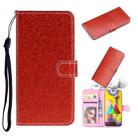 For Samsung Galaxy A21s Glitter Powder Horizontal Flip Leather Case with Card Slots & Holder & Photo Frame & Wallet & Lanyard(Red) - 1