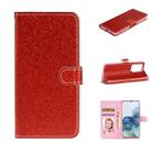 For Samsung Galaxy Note20 Ultra Glitter Powder Horizontal Flip Leather Case with Card Slots & Holder & Photo Frame & Wallet & Lanyard(Red) - 1