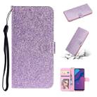 For Huawei P Smart 2020 Glitter Powder Horizontal Flip Leather Case with Card Slots & Holder & Photo Frame & Wallet & Lanyard(Purple) - 1