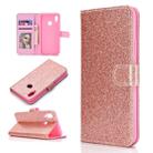 For Huawei Y6p Glitter Powder Horizontal Flip Leather Case with Card Slots & Holder & Photo Frame & Wallet & Lanyard(Rose Gold) - 1