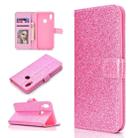 For Huawei Y6p Glitter Powder Horizontal Flip Leather Case with Card Slots & Holder & Photo Frame & Wallet & Lanyard(Pink) - 1