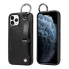 For iPhone 11 Pro Calf Texture Wrist Card Slot Ring Phone Case(Black) - 1