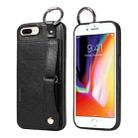 For iPhone 7 Plus / 8 Plus Calf Texture Wrist Card Slot Ring Phone Case(Black) - 1