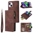 For iPhone 15 Multifunctional Multi-Card Wallet Phone Leather Case(Coffee) - 1