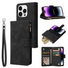 For iPhone 15 Pro Max Multifunctional Multi-Card Wallet Phone Leather Case(Black) - 1