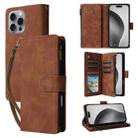 For iPhone 16 Pro Max Multifunctional Multi-Card Wallet Phone Leather Case(Brown) - 1