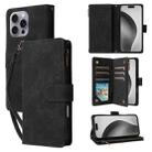 For iPhone 16 Pro Max Multifunctional Multi-Card Wallet Phone Leather Case(Black) - 1