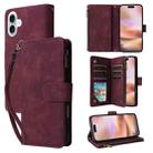 For iPhone 16 Plus Multifunctional Multi-Card Wallet Phone Leather Case(Wine Red) - 1