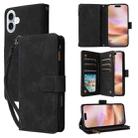For iPhone 16 Plus Multifunctional Multi-Card Wallet Phone Leather Case(Black) - 1