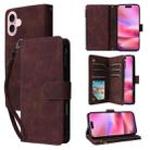 For iPhone 16 Multifunctional Multi-Card Wallet Phone Leather Case(Coffee) - 1