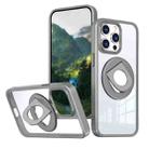 For iPhone 15 Pro Max Transparent U-Ring Holder MagSafe Magnetic Phone Case(Grey) - 1