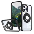 For iPhone 14 Pro Max Transparent U-Ring Holder MagSafe Magnetic Phone Case(Black) - 1