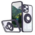 For iPhone 13 Pro Max / 12 Pro Max Transparent U-Ring Holder MagSafe Magnetic Phone Case(Purple) - 1