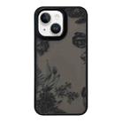 For iPhone 15 Skin Feel Matte TPU+PC Shockproof Phone Case(Black Flower) - 1