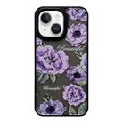 For iPhone 15 Skin Feel Matte TPU+PC Shockproof Phone Case(Purple Flower) - 1