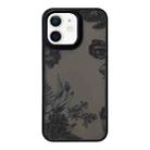 For iPhone 12 Skin Feel Matte TPU+PC Shockproof Phone Case(Black Flower) - 1