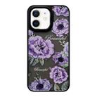 For iPhone 12 Skin Feel Matte TPU+PC Shockproof Phone Case(Purple Flower) - 1