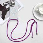 For iPhone 15 Pro Max MagSafe Magnetic PC + TPU Phone Case with Lanyard(Rose Purple) - 1