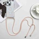 For iPhone 15 Plus MagSafe Magnetic PC + TPU Phone Case with Lanyard(Pink Gold) - 1