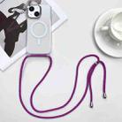 For iPhone 14 Plus MagSafe Magnetic PC + TPU Phone Case with Lanyard(Rose Purple) - 1