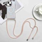 For iPhone 14 Plus MagSafe Magnetic PC + TPU Phone Case with Lanyard(Pink Gold) - 1