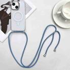 For iPhone 14 MagSafe Magnetic PC + TPU Phone Case with Lanyard(Grey Blue) - 1