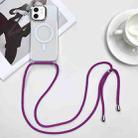 For iPhone 12 MagSafe Magnetic PC + TPU Phone Case with Lanyard(Rose Purple) - 1