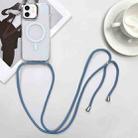 For iPhone 12 MagSafe Magnetic PC + TPU Phone Case with Lanyard(Grey Blue) - 1