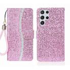 For Samsung Galaxy S24 Ultra 5G Glitter Powder Filp Leather Phone Case(Pink) - 1