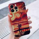 For iPhone 15 Pro Precise Hole Oil Painting Pattern PC Phone Case(Sunset) - 1