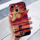 For iPhone 15 Plus Precise Hole Oil Painting Pattern PC Phone Case(Sunset) - 1