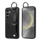 For Samsung Galaxy S24 5G Calf Texture Wrist Card Slot Ring Phone Case(Black) - 1