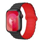 For Apple Watch SE 2023 44mm I-Shaped Magnetic Silicone Watch Band(Black Red) - 1