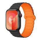 For Apple Watch SE 2023 44mm I-Shaped Magnetic Silicone Watch Band(Black Orange) - 1