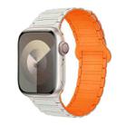 For Apple Watch SE 2023 44mm I-Shaped Magnetic Silicone Watch Band(White Orange) - 1